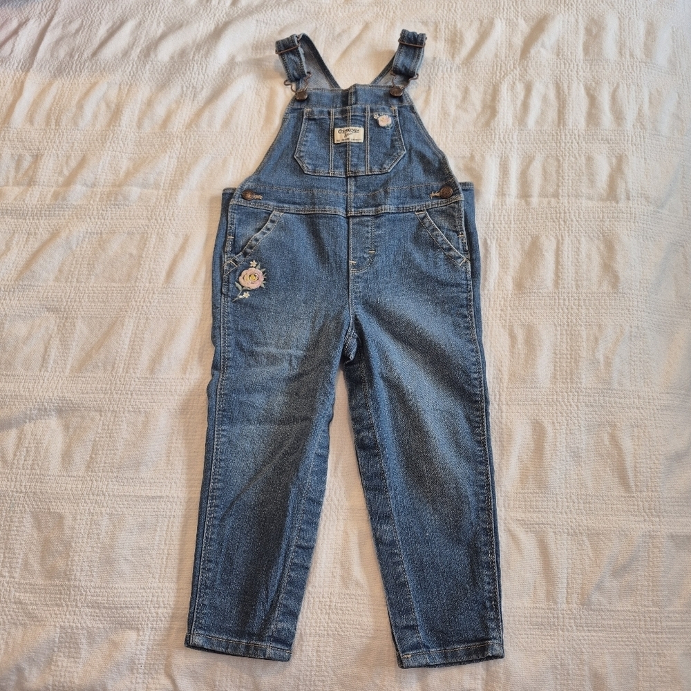 Oshkosh B'gosh girls size 24 months stretch overalls VGUC